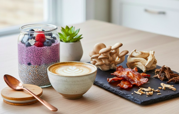 Chia Pudding & Mushrooms