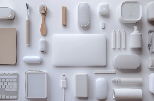 Assorted white tech and personal items