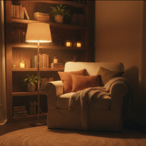 🙋 Frequently Asked Questions (FAQ) Q: Does changing light bulbs really reduce stress? A: Absolutely. Lighting directly affects your circadian rhythm. Harsh "cool white" or blue light suppresses melatonin production, keeping your brain in a high-alert state. Switching to warm 2700K bulbs mimics the evening sun, signaling your nervous system to downshift and start the relaxation process. Q: What is the most affordable way to make a room feel "cozy" instantly? A: Beyond lighting, the "Textural Layering" technique is the cheapest fix. Draping a soft, chunky knit blanket over a structured chair or adding a high-pile rug softens the visual lines of a room, making it feel more "nest-like" and safe without spending a fortune on new furniture. Q: Can scents actually improve my home’s comfort level? A: Yes. Your olfactory system is directly linked to the limbic system, which controls emotions and memory. Using specific scents like lavender for sleep or citrus for focus creates "sensory anchors." This helps your brain recognize that it’s time to relax the moment you walk through the door. Q: Do I need to buy expensive acoustic panels to reduce room echo? A: Not at all. Standard home decor like heavy curtains, open bookshelves, and even large indoor plants act as natural sound diffusers. These items break up sound waves and absorb "noise bounce," making your living space feel much quieter and more private.