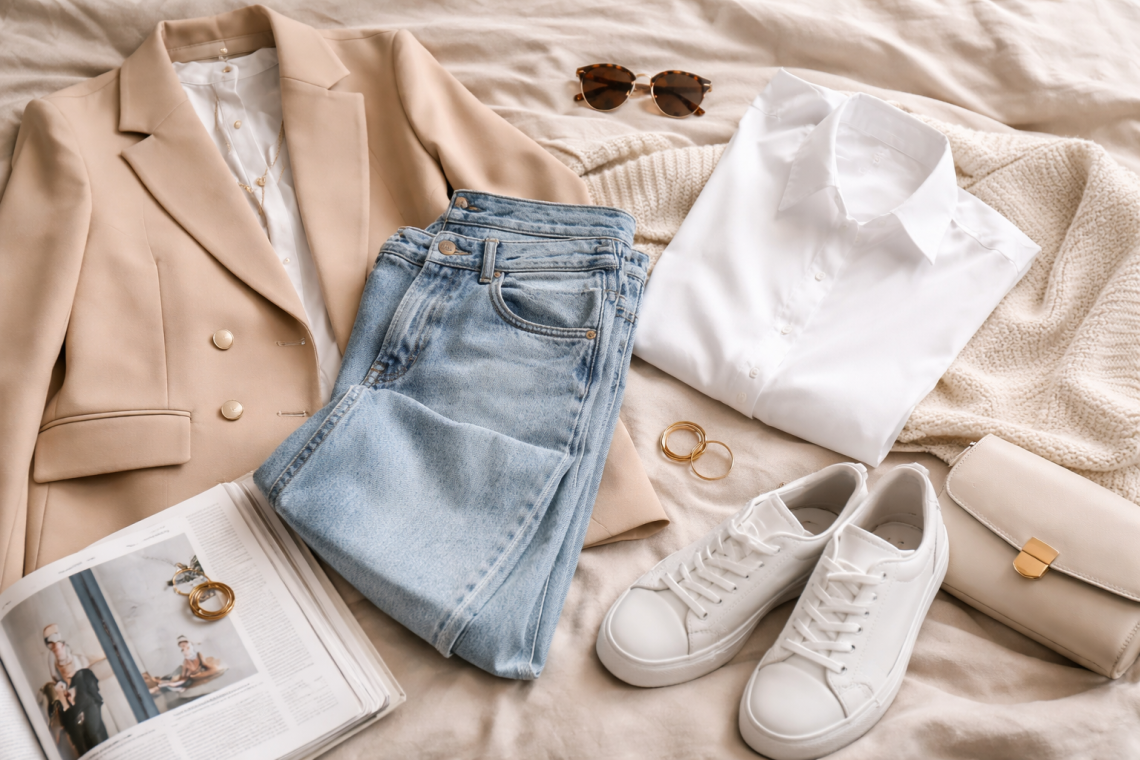 Casual outfit with sneakers and accessories