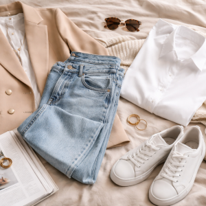 Casual outfit with sneakers and accessories
