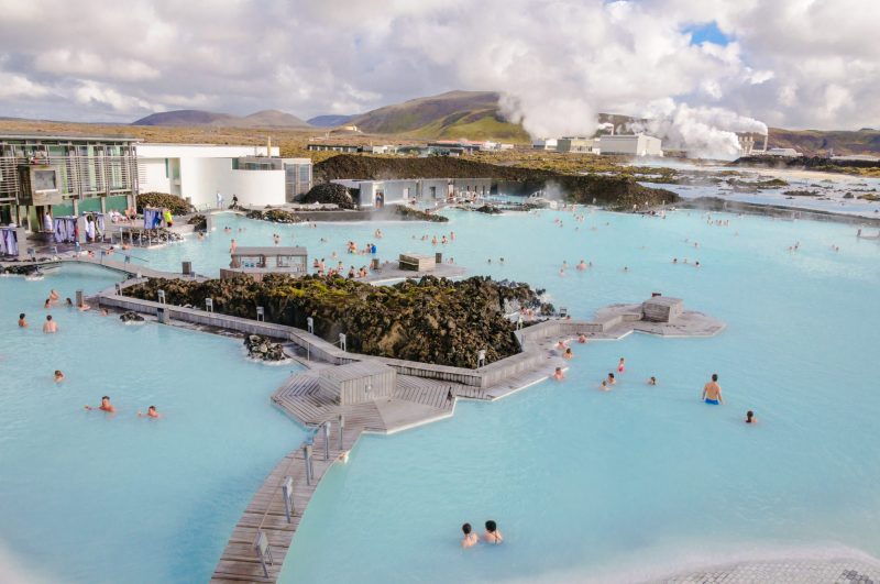 Thermal spa with blue water