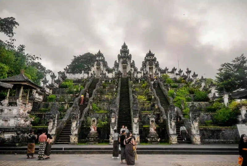 Majestic temple with steep stairs