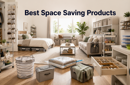 Organized room with space-saving solutions